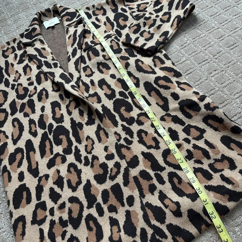 J. Crew Demylee Wool Sweater Blazer Jacket Women's XS Brown Tan Animal Leopard